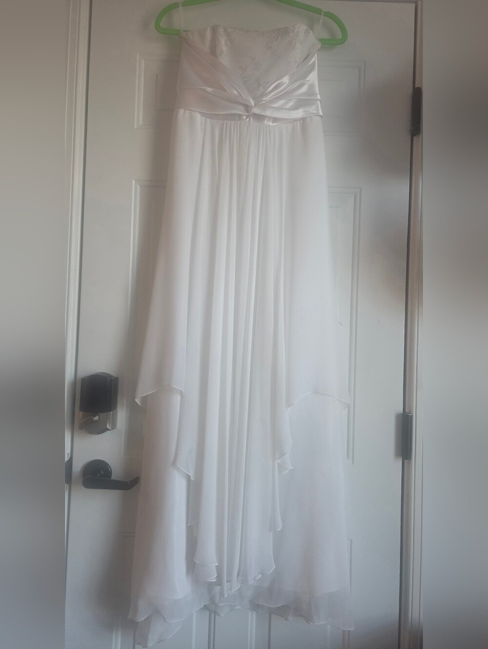 Jessica McClintock White Strapless High-Low Chiffon Dress
